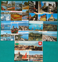 Svájc, Lausanne, városkép, városi panoráma, képeslapok