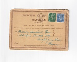 Üdvözlő Hastings városról boríték-képeslap 1948 (2 oldalas leporelló)