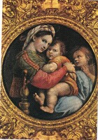 Artist's postcard postage stamp (madonna: raffelo) Florence: galleria pitti
