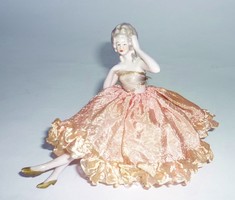 Very rare porcelain doll, antique pincushion, in original clothes, 9 cm