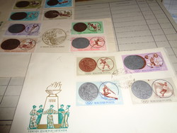 Tokio - Olympics 1964 3 pieces, first day stamp