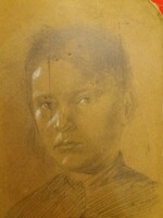 Szignós grafika gyermek fiú portré jó kezű mestertől A/ 4 - 30 x 21 cm képek szerint 2
