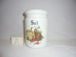Milk glass spice container, salt container with lid