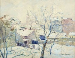 Kássa Gábor (1893 - 1961) Utcarészlet c. festménye Eredeti Garanciával!