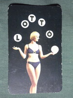 Kártyanaptár,Totó Lottó vállalat, erotikus női modell, 1975