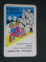 Card calendar, health prevention, graphic cartoonist, humorous, 1972