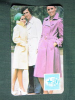Card calendar, clothing company, Győr, Mosonmagyaróvár, Kapuvár, female model, 1978