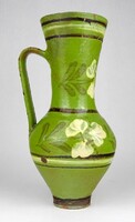 1O964 antique ~1910 green glazed Transylvanian Torda goblet 23 cm