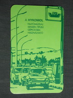 Card calendar, Afor gas station, hykomol oil, graphic artist, 1978