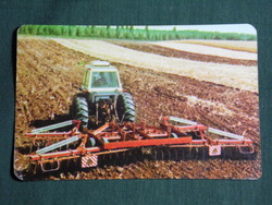 Card calendar, agricultural trust, Budapest, tractor, harrowing, 1975