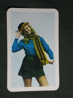 Card calendar, Gyomaendrőd cottage industry cooperative, erotic female model, 1972
