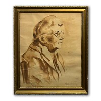 Szekfű János (1910-2004) Gobbi Hilda /akvarell-karton/ - Művészi portré ábrázolás (számlát adunk)