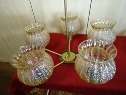 Five-branch glass chandelier from the 70s. Its total height is 68 cm. Jokai.