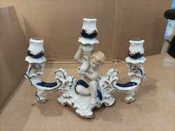 Porcelain candle holder, 3 branches, flawless, 19 x 16 cm.