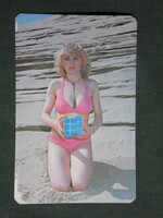 Card calendar, Alföld cooperative store company, Kecskemét, erotic female model, 1982