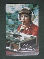 Kártyanaptár,Ferrovill iparcikk üzletek,Győr,szalagos magnó,erotikus női modell 1980