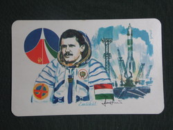 Kártyanaptár,MN,Szovjet Magyar közös űrrepülés,Farkas Bertalan,Kubaszov,grafikai rajzos, 1980