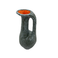 Retro craftsman ceramic gray orange tin istván character m672