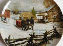 Schumann arzberg decorative plate with a picture of winter village life 24.5 Cm
