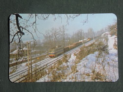 Kártyanaptár,MÁV,vasút,vonat,V43 villanymozdony szerelvény,1981