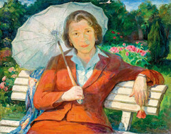 Gyula Károly (Keszthely, 1910 - Keszthely, 1989): lady with a parasol