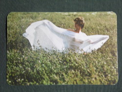 Kártyanaptár,SZÁT tangazdaság,vetőmag üzem,Szarvas,erotikus női akt modell, 1985