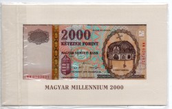 2,000 HUF millennium banknote in commemorative edition 20 August 2000 in unopened packaging