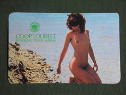 Card calendar, cooptourist travel agency, erotic female nude model, 1985