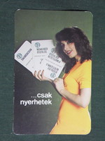 Kártyanaptár,OTP takarékpénztár,erotikus női modell,, 1985