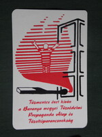 Card calendar, Baranya fire department, graphic artist, 1988