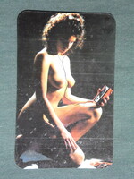Kártyanaptár, Baranyaker, Mecsekáruház, Pécs,erotikus női akt modell, 1988