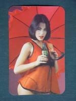 Card calendar, Áfés wine farm in Szeged, soft drink brand, erotic female nude model, 1985