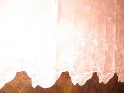 Dreamy vintage rosy pink madeira embroidered stained glass curtain