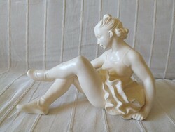 Seated ballerina large glazed ceramic sculpture 30 x 22 cm