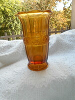 Borostyán színű Art deco üveg váza