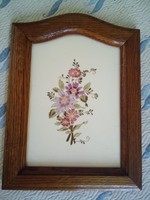 Zsolnay: porcelain, wall picture with a bouquet of flowers, framed