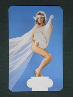 Card calendar, totó lottery company, erotic female nude model, 1985