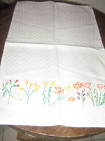 Beautiful antique white embroidered damask napkin