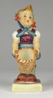 1P013 old hummel porcelain little girl with a basket 10 cm