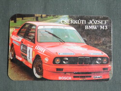 Kártyanaptár, Hungária Biztosító, Cserkúti József BMW M3 Rally versenyautó, 1992