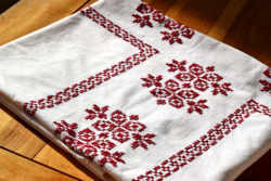 Old folk traditional large linen tablecloth tablecloth tablecloth hand embroidered 149 x 123