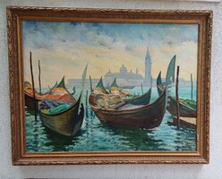 Venice Oil Painting on Canvas - St. Mark's Square Gondolas 60 x 80 cm