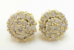 349T. Csodálatos Briliáns 1.04Ct 18k Arany 3.52g Fülbevaló, Fehér kövekkel
