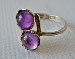 Nice old silver ring with genuine amethysts stone