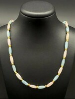 14K, 585 morganite, aquamarine gemstone necklace, new with 14k gold clasp