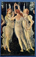 Antik festmény  képeslap/  Botticelli  Tavasz - Gráciák
