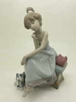 Spanish Lladro 5466 porcelain talking girl with Dalmatian 19cm