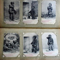 Antique series of 6 photo postcards - the sad Christmas story of the poor little chimney sweep