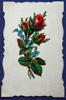 Old original decoupage greeting card - glued rose from 1922