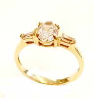 Spinell köves sárga arany női gyűrű 52M
